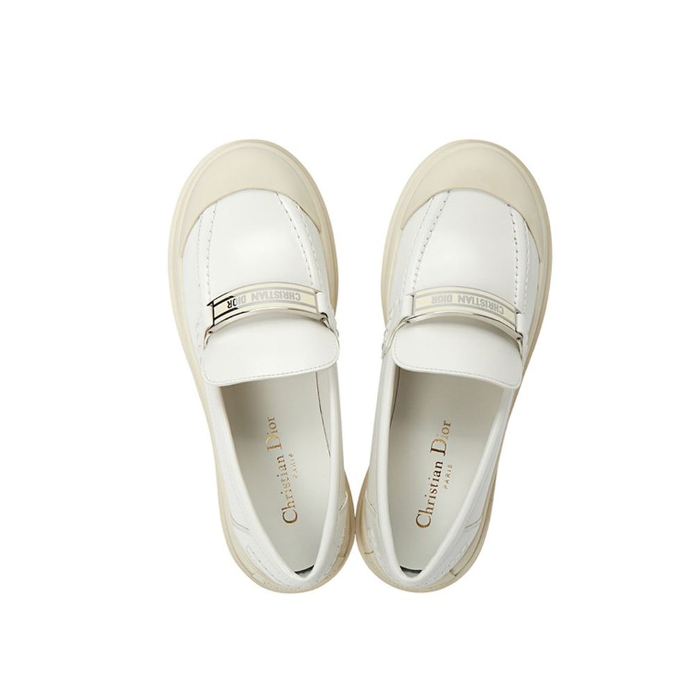 White Calfskin Platform Loafers