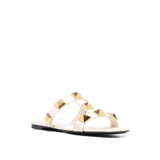 White Calfskin Flat Sandals