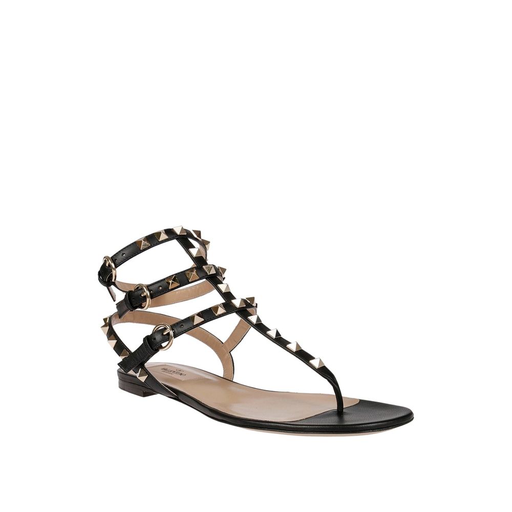 Black Calfskin Flip-Flop Sandals
