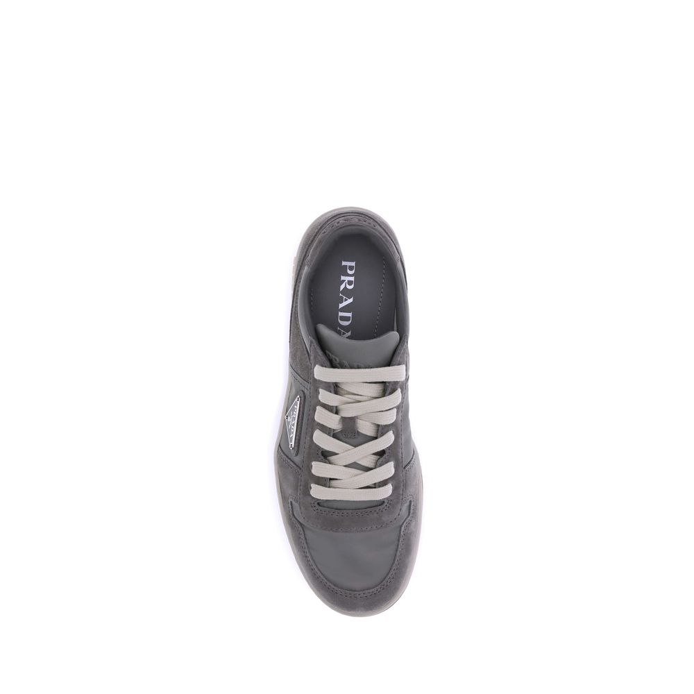 Gray Calf Leather Bos Taurus Low Top Sneakers