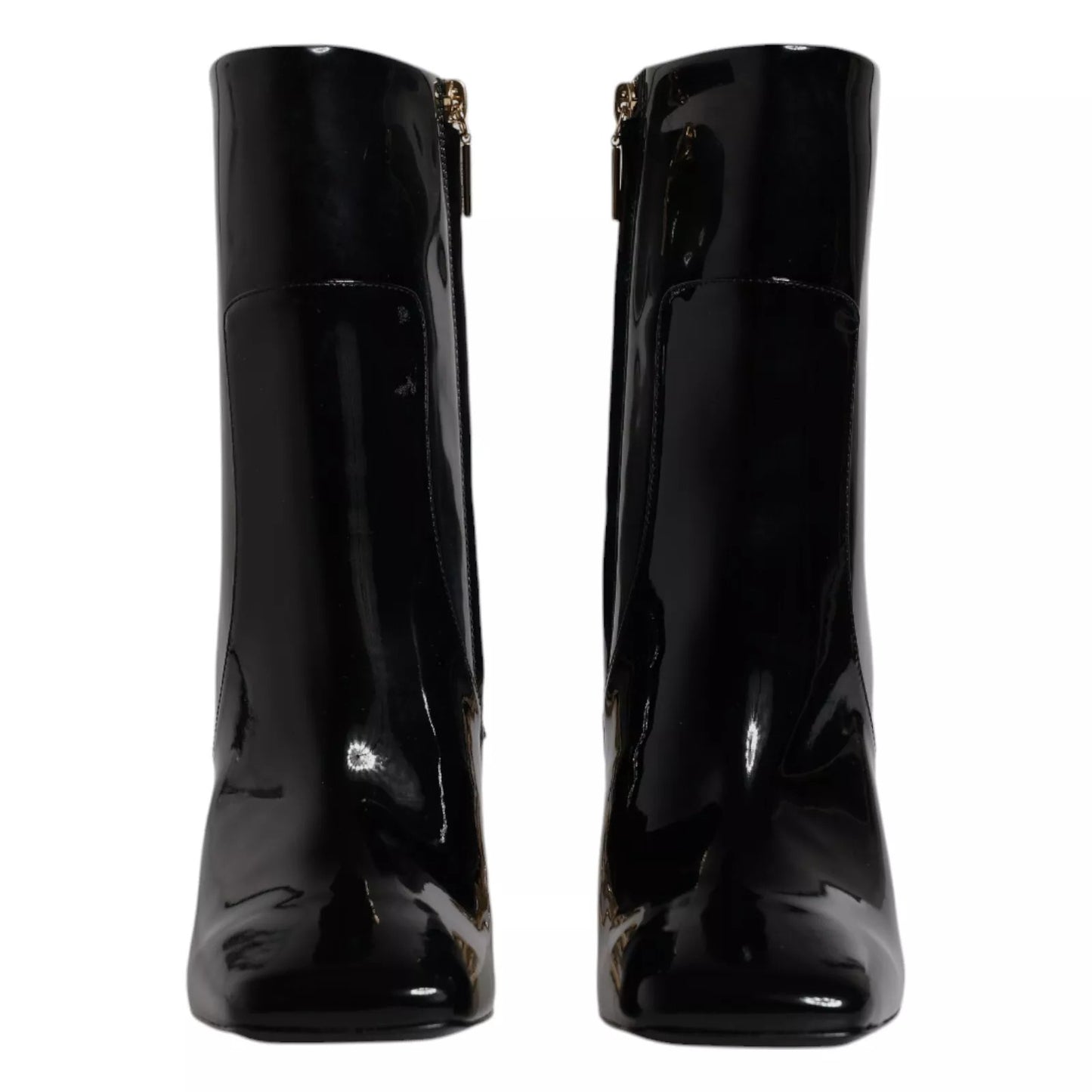 Black Jackie Leather Mid Calf Boots Shoes