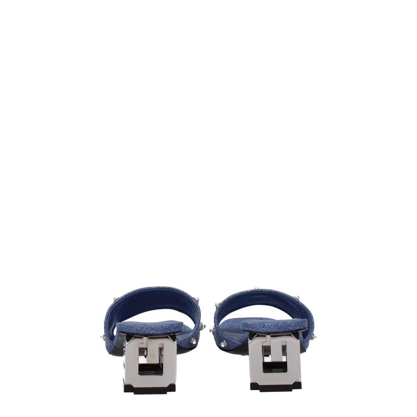 Blue Fabric Flat Sandals