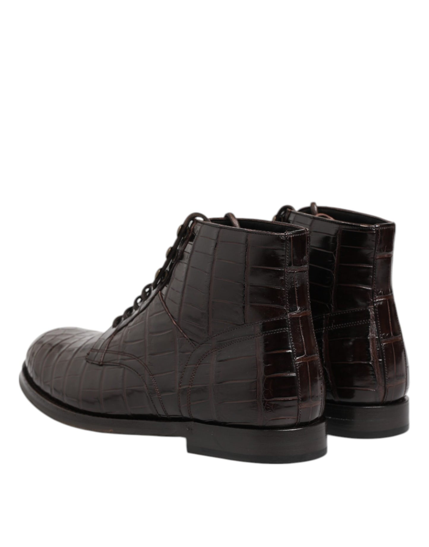 Dark Brown Leather Lace Up Short Boots Shoes