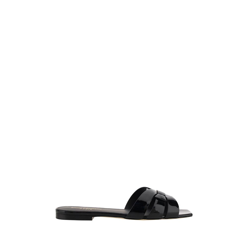 Black Calf Leather Bos Taurus Flat Sandals