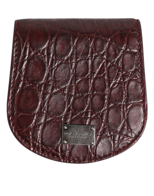 Burgundy Exotic Skin Coin Condom Case Holder Pocket Wallet