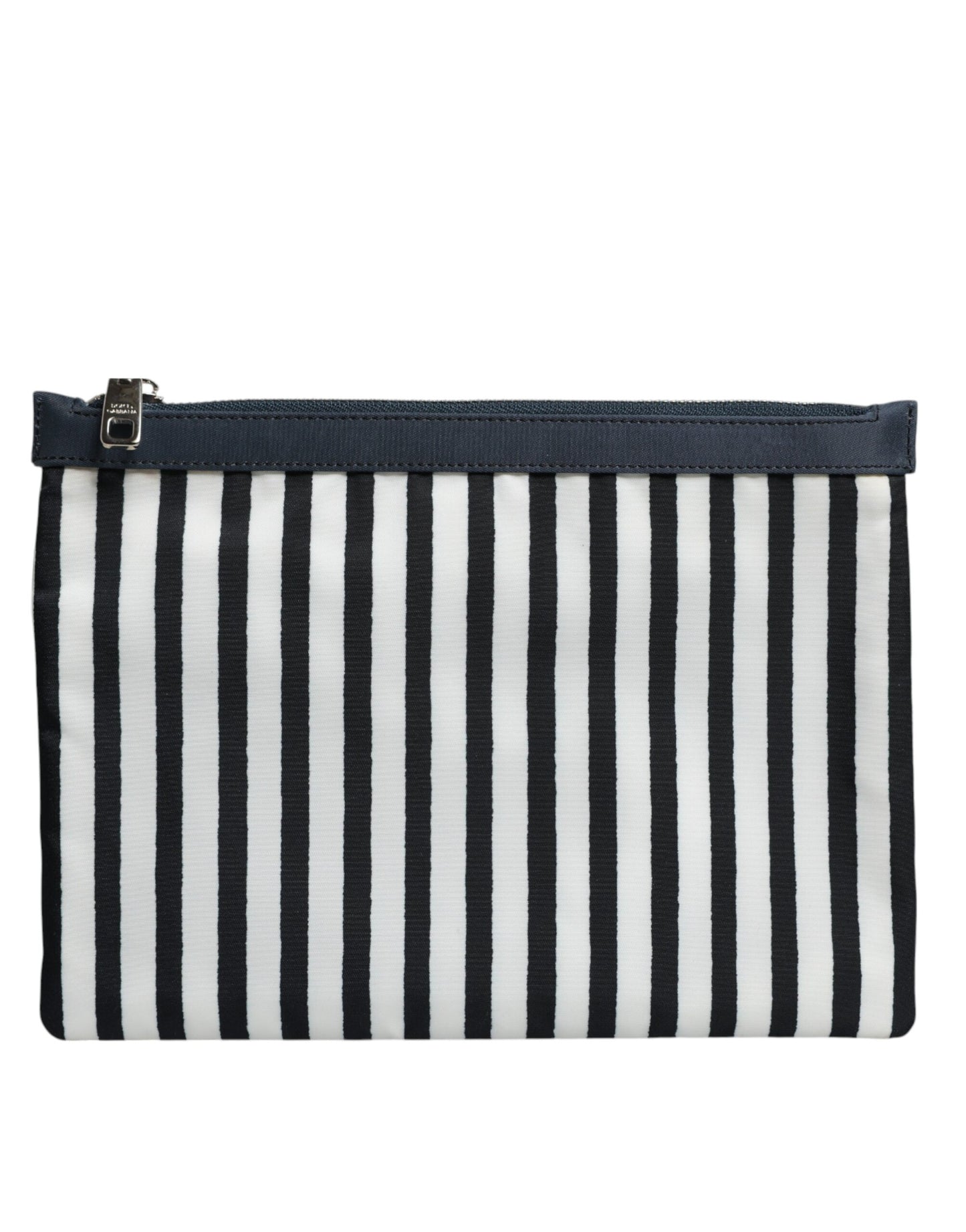 Black White Striped Logo Plaque Clutch Borse Pouch Bag