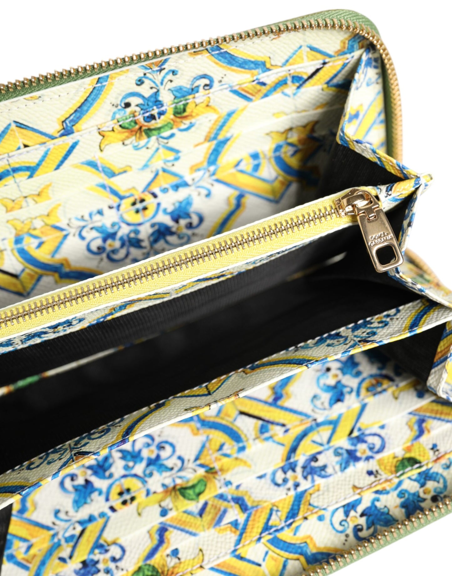 Green Leather Logo Plaque Zip Around Continenta Wallet