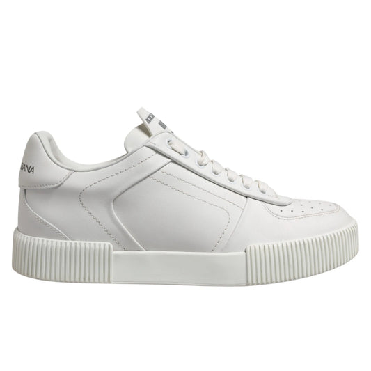 White Miami Leather Low Top Men Sneakers Shoes
