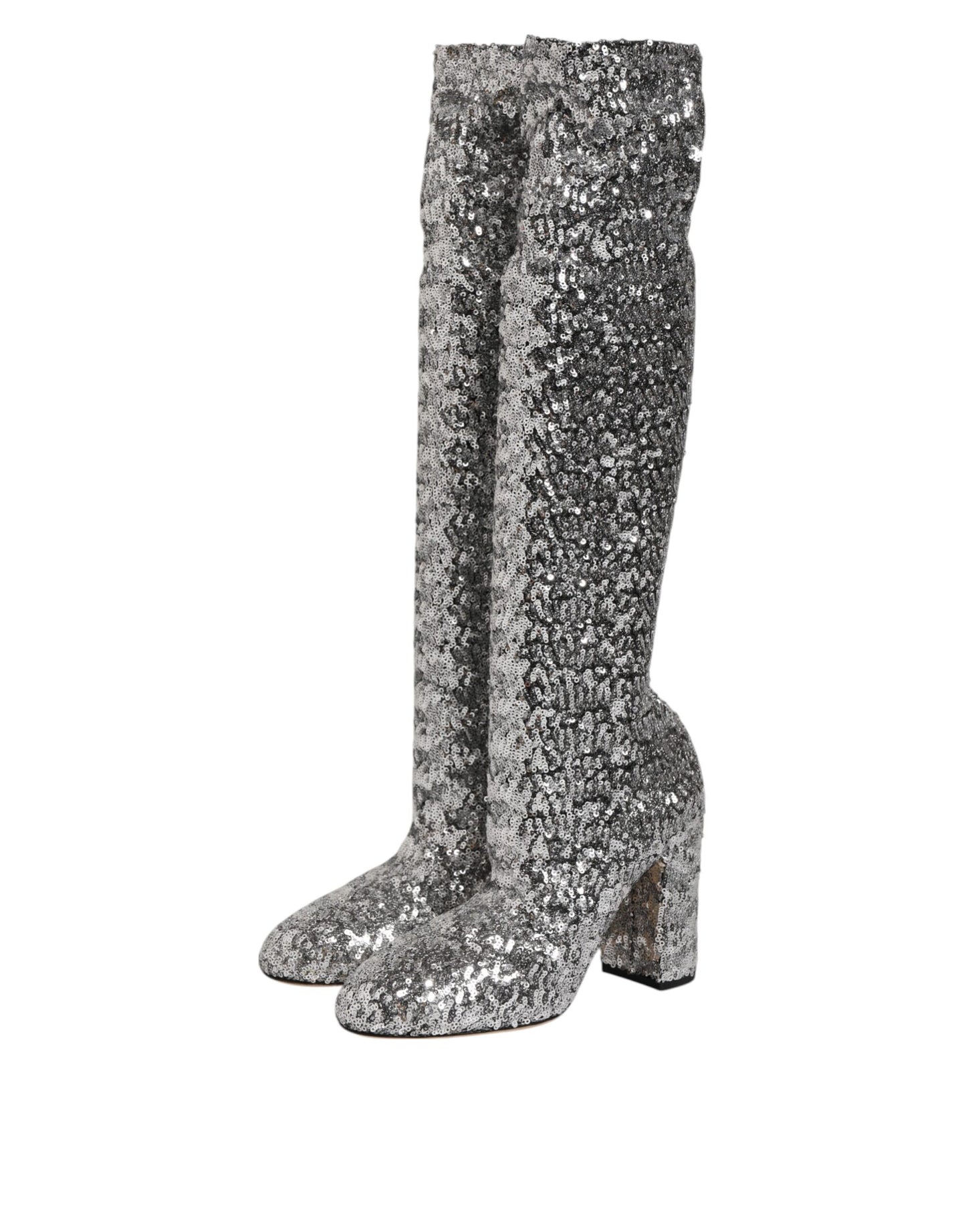 Shoes Silver Sequins Glitter High Heel Boot Shoes