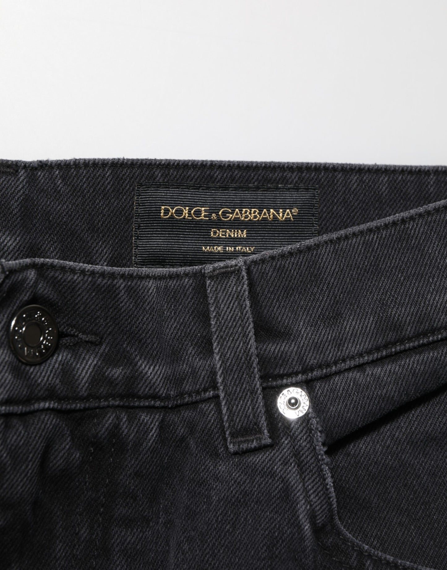Black Cotton Logo Men Mid Waist Denim Jeans