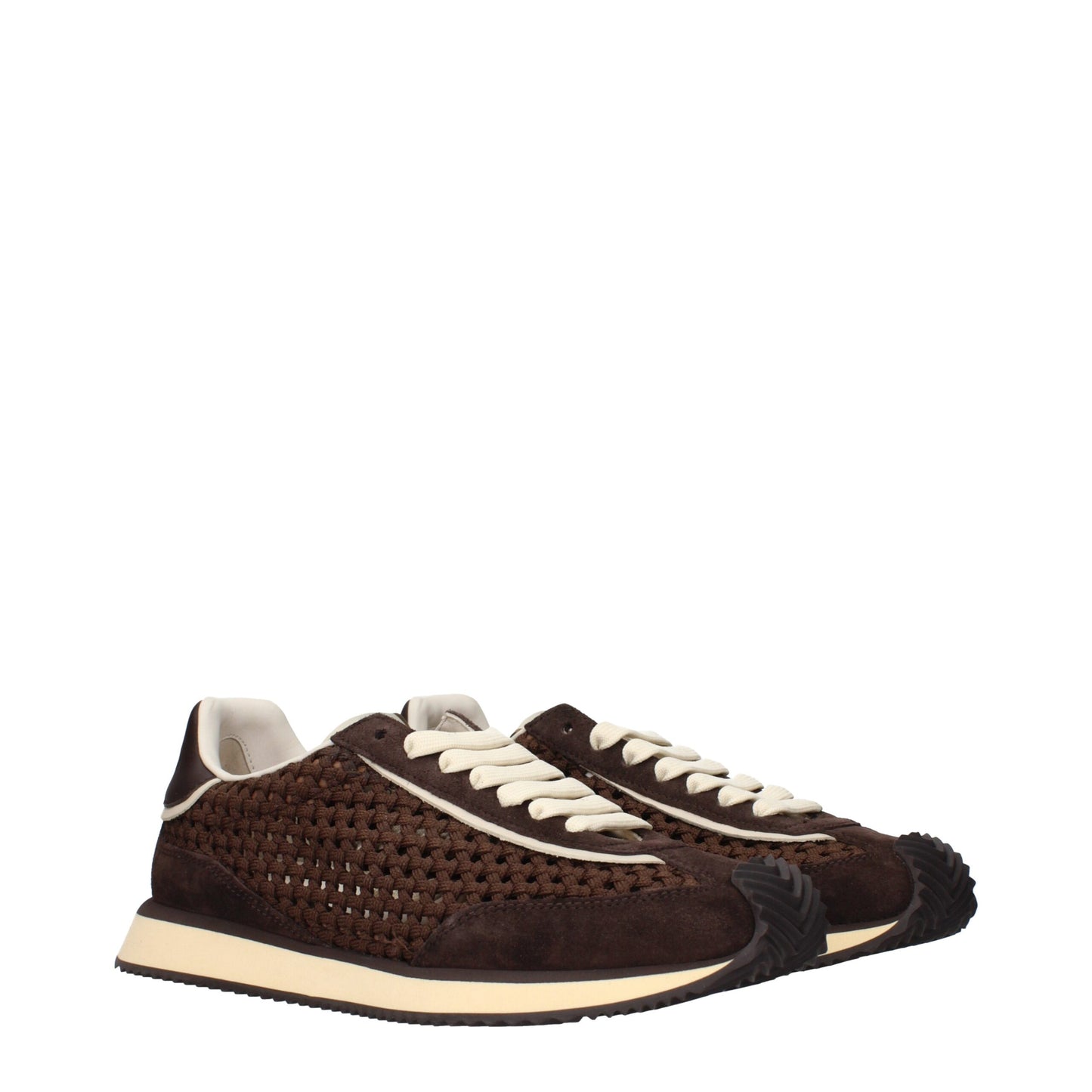 Brown Fabric Low Top Sneakers