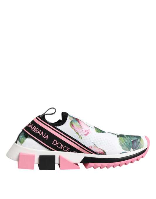 White Rose Print Sorrento Sneakers Shoes