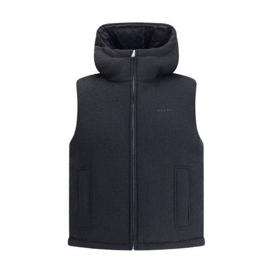 Black Wool Sleveless Jacket
