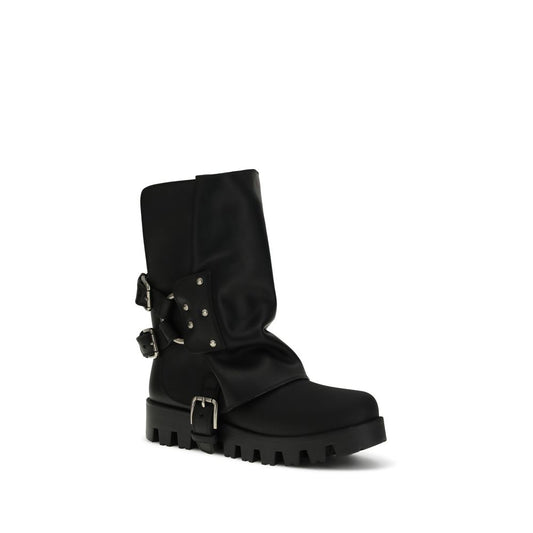 Black Calf Leather Bos Taurus Ankle Boots